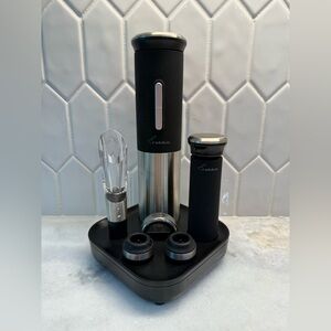 Rabbit Black and Silver Electric Wine Opener Set